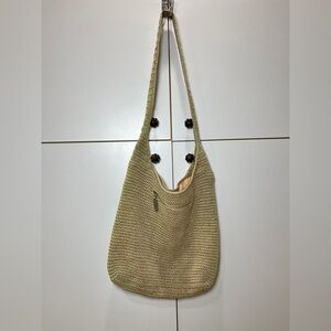 Elegant Tan Woven Shoulder Bag